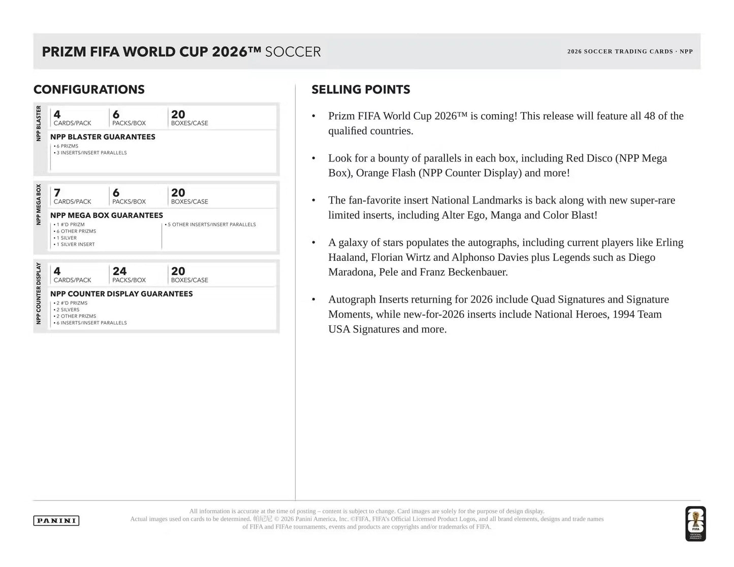 2026 Panini Prizm FIFA World Cup Soccer Blaster Box