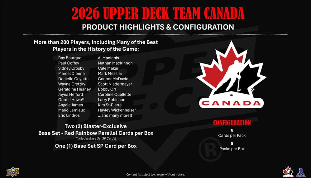 2026 Upper Deck Team Canada Blaster Box
