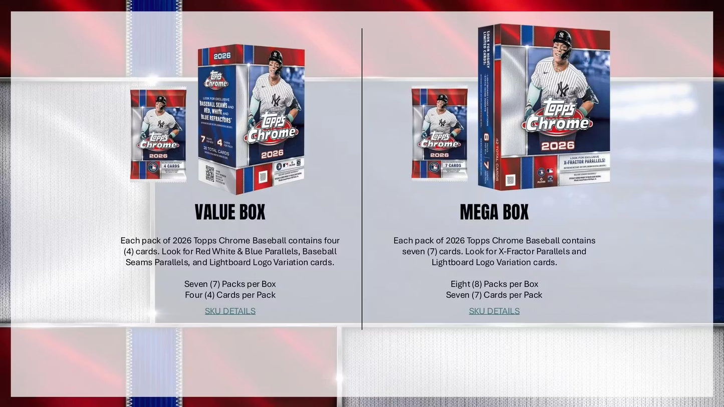 2026 Topps CHROME MLB Baseball Hobby Pack