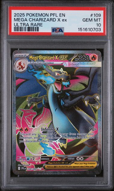 PSA 10 Gem Mint Mega Charizard X ex 109/094 Pokemon Phantasmal Flames