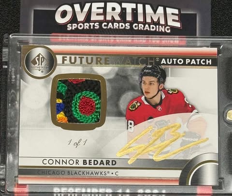 CONNOR BEDARD 2023-24 SP Authentic Future Watch Auto Patch 1/1 Chicago Blackhawks 6 color Patch