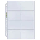 8 pocket Pages - Sports Cards- For 3 Ring Binders - 100 Pages  - Ultra Pro