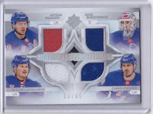 Panarin Shesterkin Lafreniere Kreider Ultimate Quad Materials Jersey /65 Card QM-RANG 2023-24 Upper Deck Ultimate Collection New York Rangers