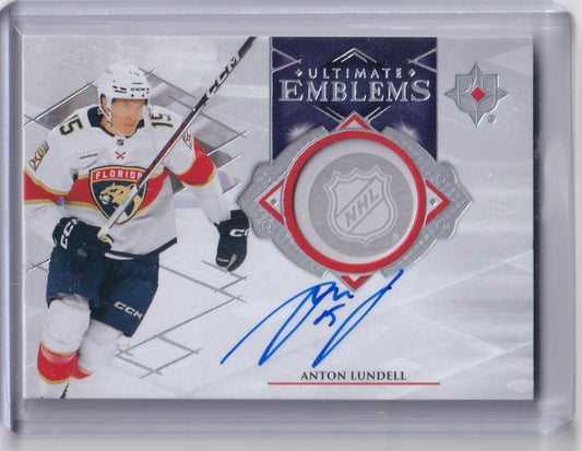 Anton Lundell Ultimate Emblems Auto Card UE-LU 2023-24 Upper Deck Ultimate Collection Florida Panthers
