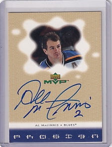 Al MacInnis MVP Prosign Auto Card AM 2000-2001 Upper Deck MVP St. Louis Blues