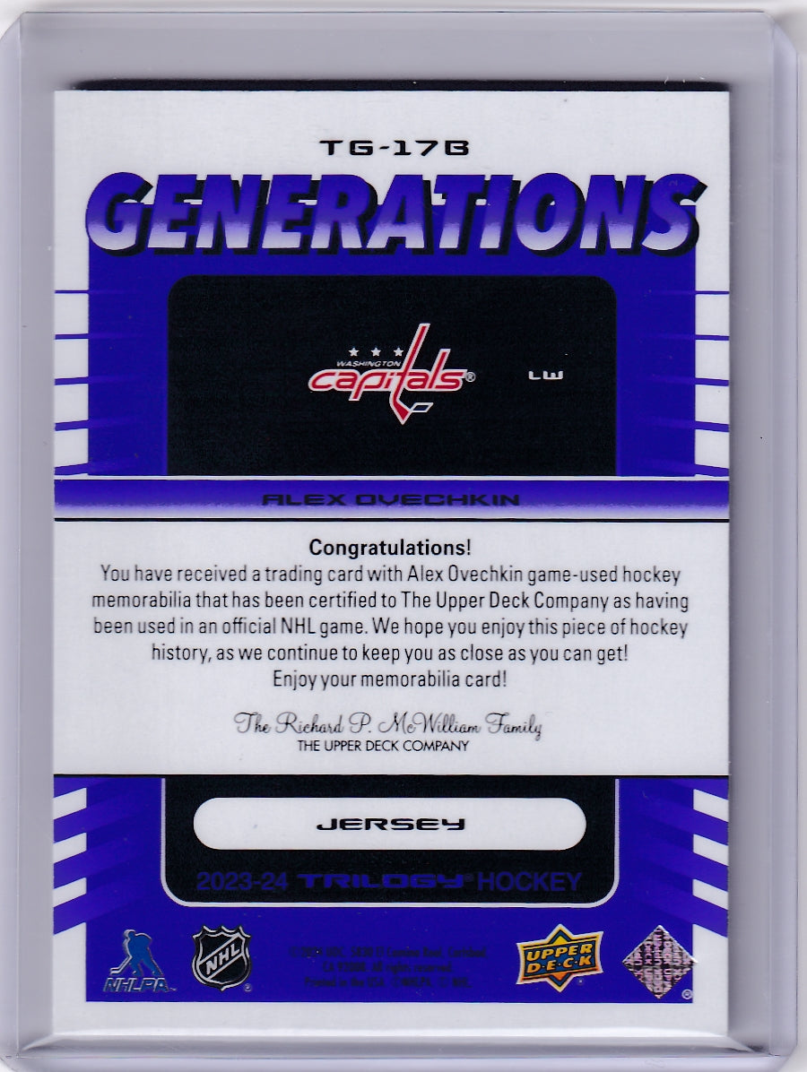 Alex Ovechkin Trilogy Generations Jersey /99 TG-17B 2023-24 Upper Deck Trilogy Washington Capitals