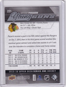 Artemi Panarin Young Guns Card #221 2015-16 Upper Deck Series One Rookie Card RC Chicago Blackhawks