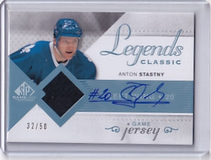 Anton Stastny Legends Classic Jersey Auto 32/50 Card HGJ-AS 2007-08 SP Game Used Quebec Nordiques