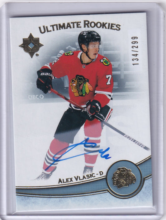Alex Vlasic Ultimate Rookies Auto /299 Card #161 2022-23 Upper Deck Ultimate Collection Rookie Card RC Chicago Blackhawks (2023-24 Update)