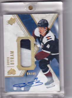 Bowen Byram Patch Auto 04/49 Jersey Number Card #46 2021-22 Upper Deck SPX Colorado Avalanche