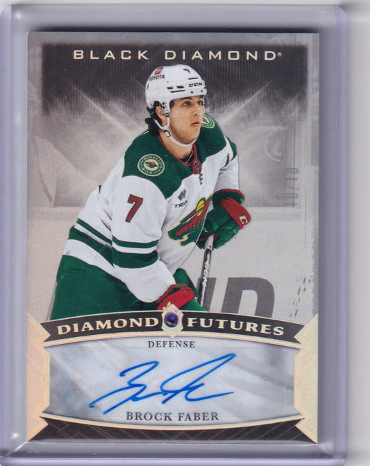 Brock Faber Diamond Futures Rookie Auto /10 BDF-BF 2023-24 Upper Deck Black Diamond Rookie Card RC Minnesota Wild
