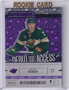 Brock Faber Debut Ticket Access Purple 06/10 Card #156 2023-24 Upper Deck Credentials Rookie Card RC Minnesota Wild