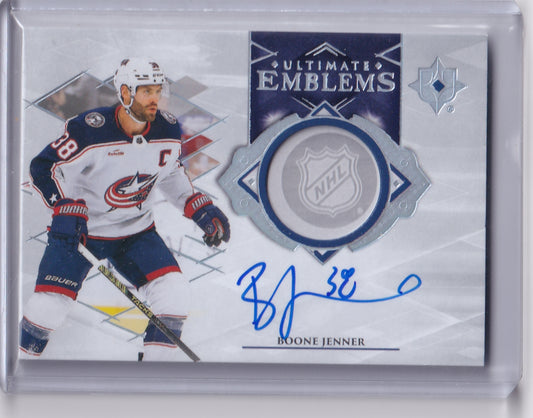 Boone Jenner Ultimate Emblems Auto Card UE-BJ 2023-24 Upper Deck Ultimate Collection Columbus Blue Jackets