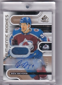 Ben Meyers Authentic Rookies Patch Auto 40/49 Card #206 2022-23 Upper Deck SP Game Used Rookie Card RC Colorado Avalanche