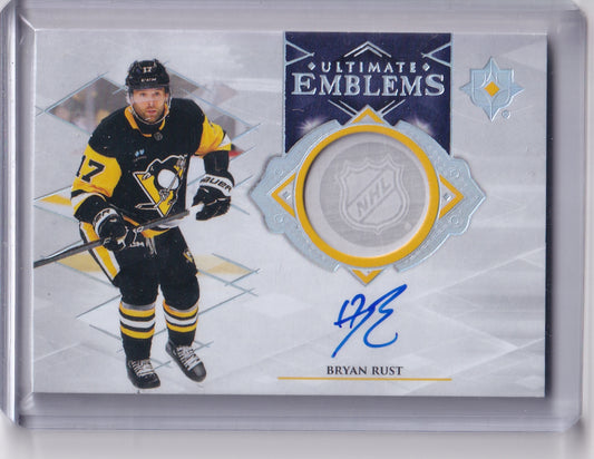 Bryan Rust Ultimate Emblems Auto Card UE-BR 2023-24 Upper Deck Ultimate Collection Pittsburgh Penguins