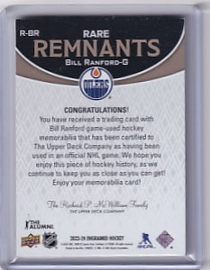 Bill Ranford Rare Remnants 23/25 Card R-BR 2023-24 Upper Deck Engrained Edmonton Oilers