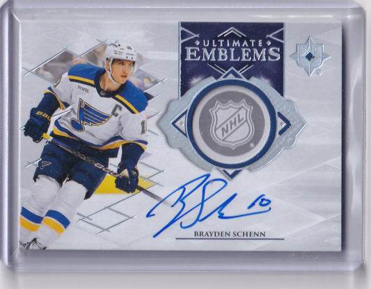 Brayden Schenn Ultimate Emblems Auto Card UE-BS 2023-24 Upper Deck Ultimate Collection St. Louis Blues