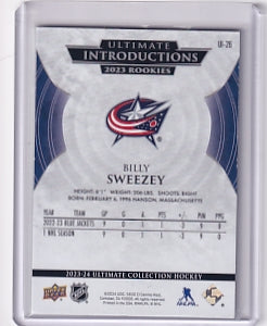 Billy Sweezey Ultimate Introductions Gold 01/49 Rookie Card UI-26 2023-24 Upper Deck Ultimate Collection Rookie Card RC Columbus Blue Jackets
