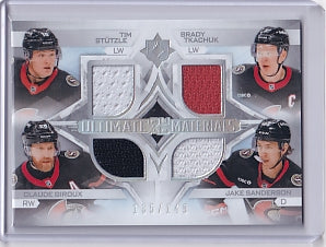 Stutzle Tkachuk Giroux Sanderson Ultimate Quad Materials Jersey /149 Card QM-SENS 2023-24 Upper Deck Ultimate Collection Ottawa Senators