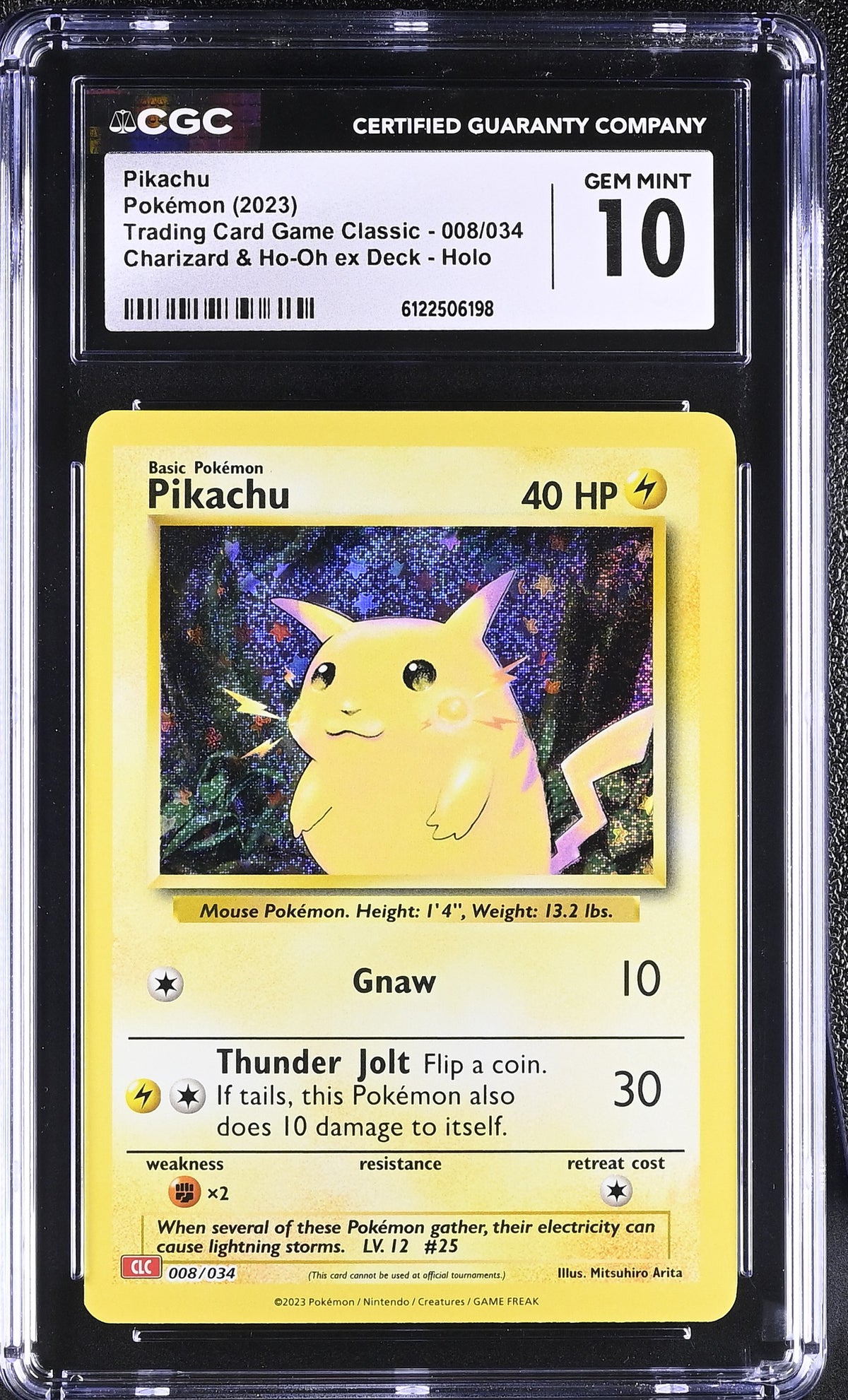 CGC Gem Mint 10 Pikachu - Classic Collection 008/034 Pokemon Card