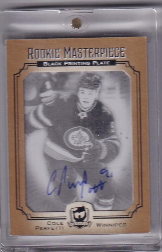 Cole Perfetti Rookie Masterpiece Printing Plate Autograph One Of One 1/1 ST-151 2021-22 Upper Deck The Cup Rookie Card RC Winnipeg Jets