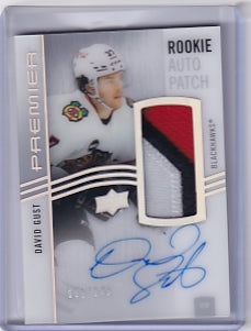 David Gust Premier Rookie Auto Patch 053/249 Card AR-GU 2023-24 Upper Deck Premier Rookie Card RC Chicago Blackhawks