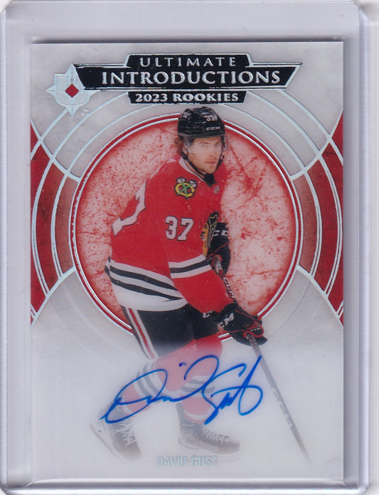 David Gust Ultimate Introductions Rookie Auto Card UI-56 2023-24 Upper Deck Ultimate Collection Rookie Card RC Chicago Blackhawks