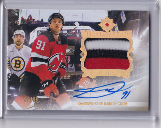 Dawson Mercer Ultimate Access Patch Auto /99 Card UA-DM  2023-24 Upper Deck Ultimate Collection New Jersey Devils
