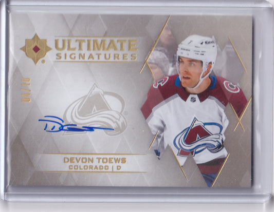Devon Toews Ultimate Signatures Gold Auto /10 Card US-DT 2023-24 Upper Deck Ultimate Collection Colorado Avalanche