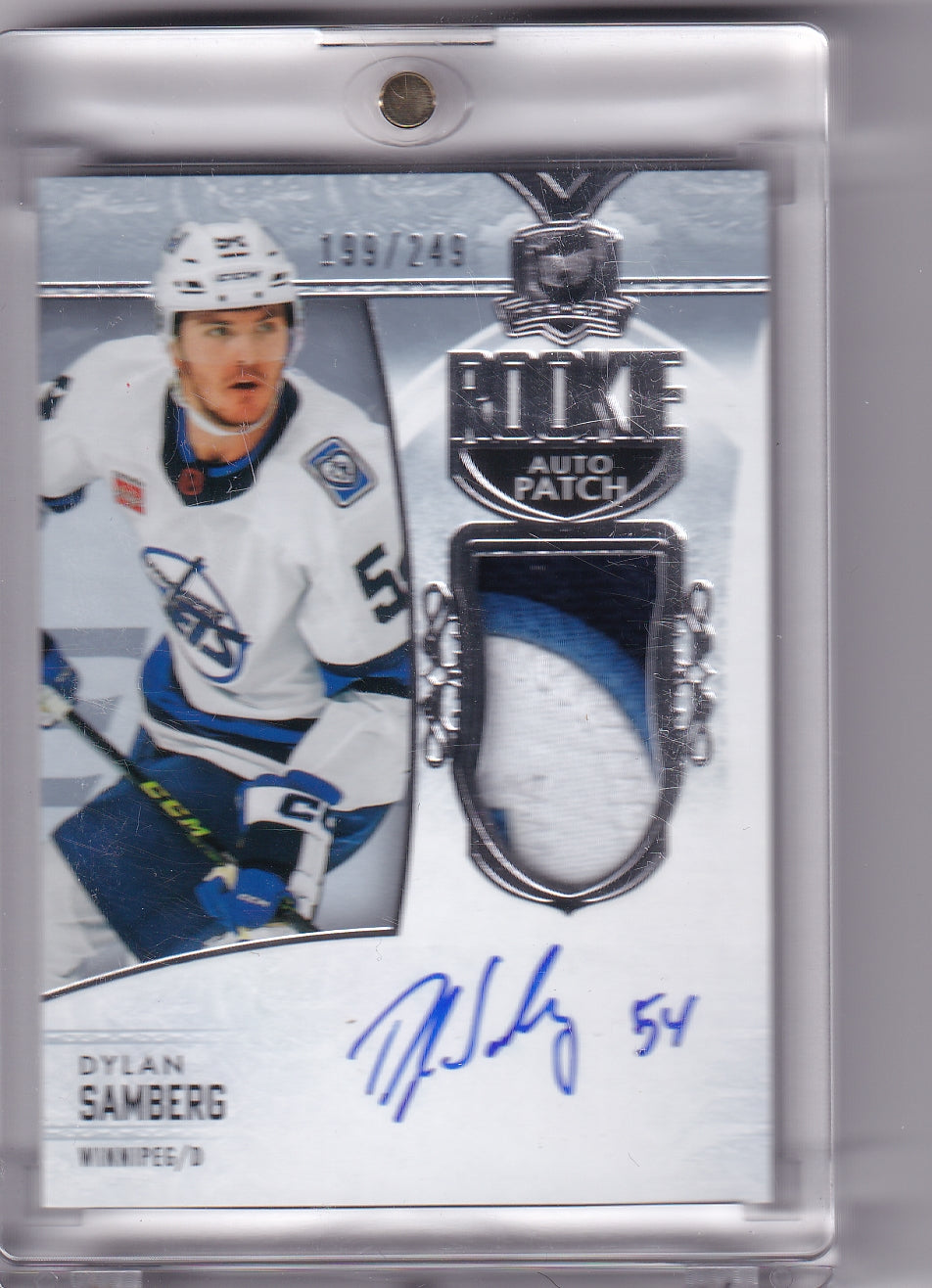 Dylan Samberg Rookie Patch Auto /249 #115 2022-23 Upper Deck The Cup Rookie Card RC Winnipeg Jets
