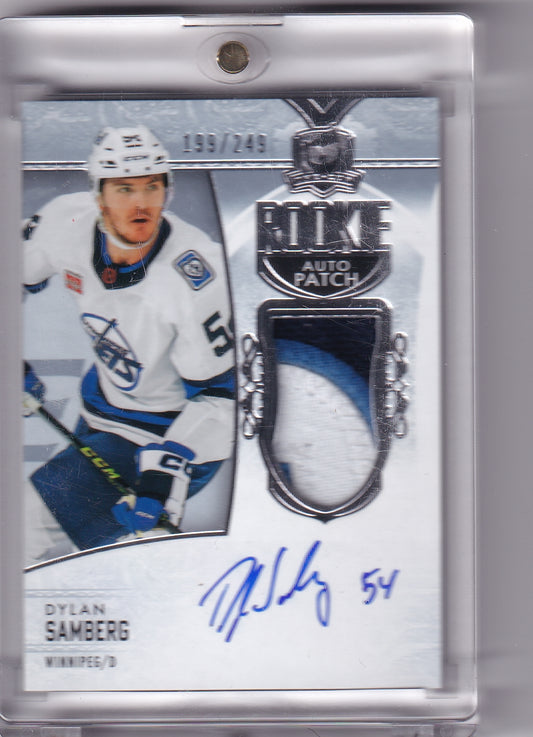 Dylan Samberg Rookie Patch Auto /249 #115 2022-23 Upper Deck The Cup Rookie Card RC Winnipeg Jets