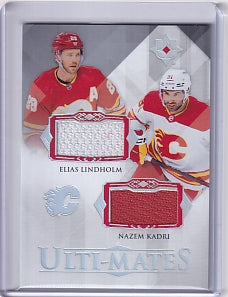 Elias Lindholm Nazem Kadri Ulti-Mates Duel Jersey Card UTM-KL 2023-24 Upper Deck Ultimate Collection Calgary Flames