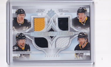 Malkin Guentzel Karlsson Letang Ultimate Quad Materials Jersey /149 Card QM-PENS 2023-24 Upper Deck Ultimate Collection Pittsburgh Penguins