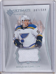 Hugh McGing Ultimate Rookie Jersey 087/599 Card #162 2023-24 Upper Deck Ultimate Collection Rookie Card RC St. Louis Blues
