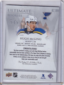Hugh McGing Ultimate Rookie Jersey 087/599 Card #162 2023-24 Upper Deck Ultimate Collection Rookie Card RC St. Louis Blues