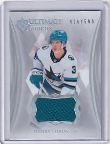 Henry Thrun Ultimate Rookie Jersey /599 Card #193 2023-24 Upper Deck Ultimate Collection Rookie Card RC San Jose Sharks