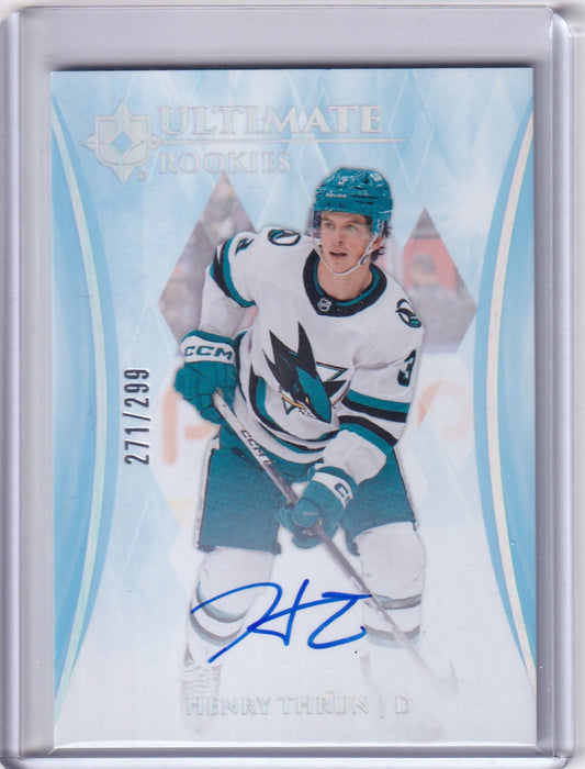 Henry Thrun Ultimate Rookies Auto Card /299 #193 2023-24 Upper Deck Ultimate Collection Rookie Card RC San Jose Sharks