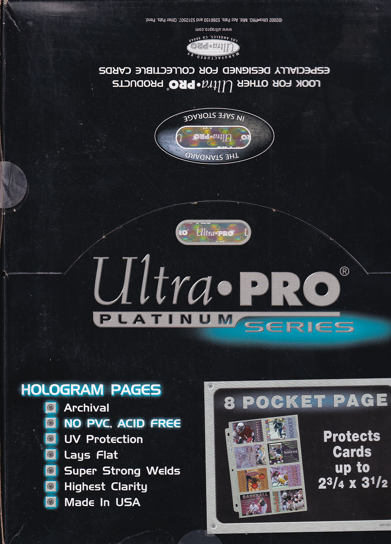 8 pocket Pages - Sports Cards- For 3 Ring Binders - 100 Pages  - Ultra Pro