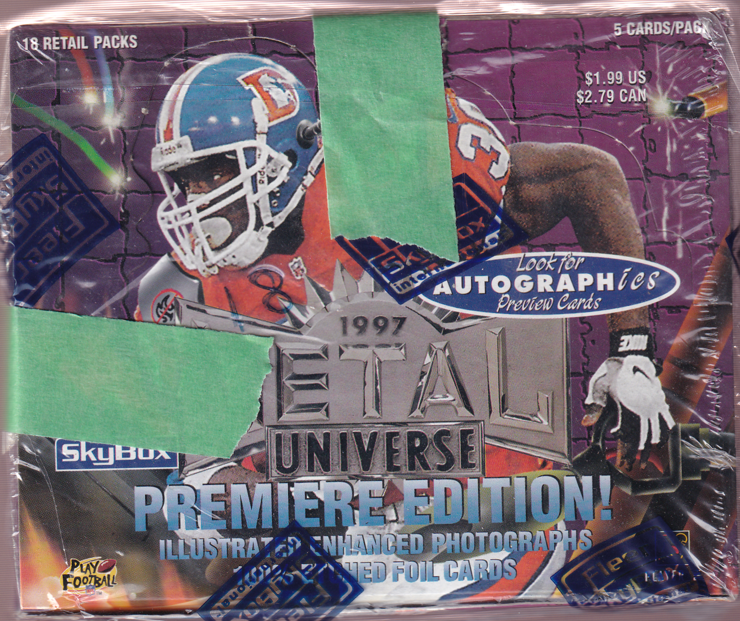 1997 SkyBox Metal Universe NFL Football Retail Box (Seal has issues please Read Desription)