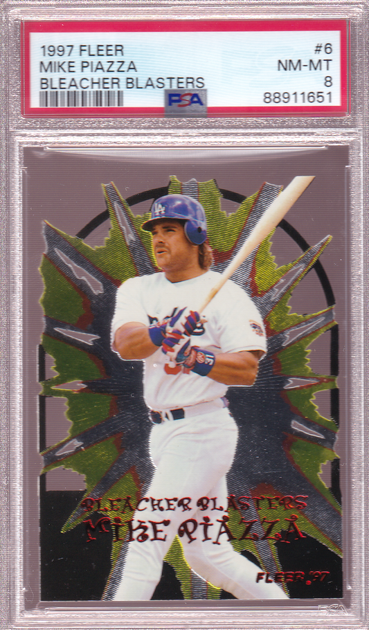 MIKE PIAZZA 1997 Fleer Bleacher Blasters #6 PSA 8 Los Angeles Dodgers