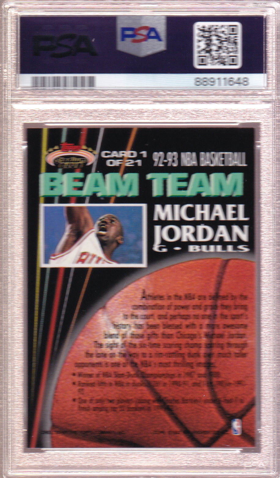 Michael Jordan 1992-93 Topps Stadium Club Beam Team #1  PSA 9 Chicago Bulls