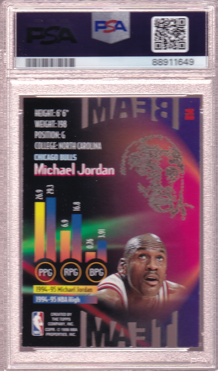 Michael Jordan 1995-96 Topps Stadium Club Beam Team #B14 PSA 8 Chicago Bulls