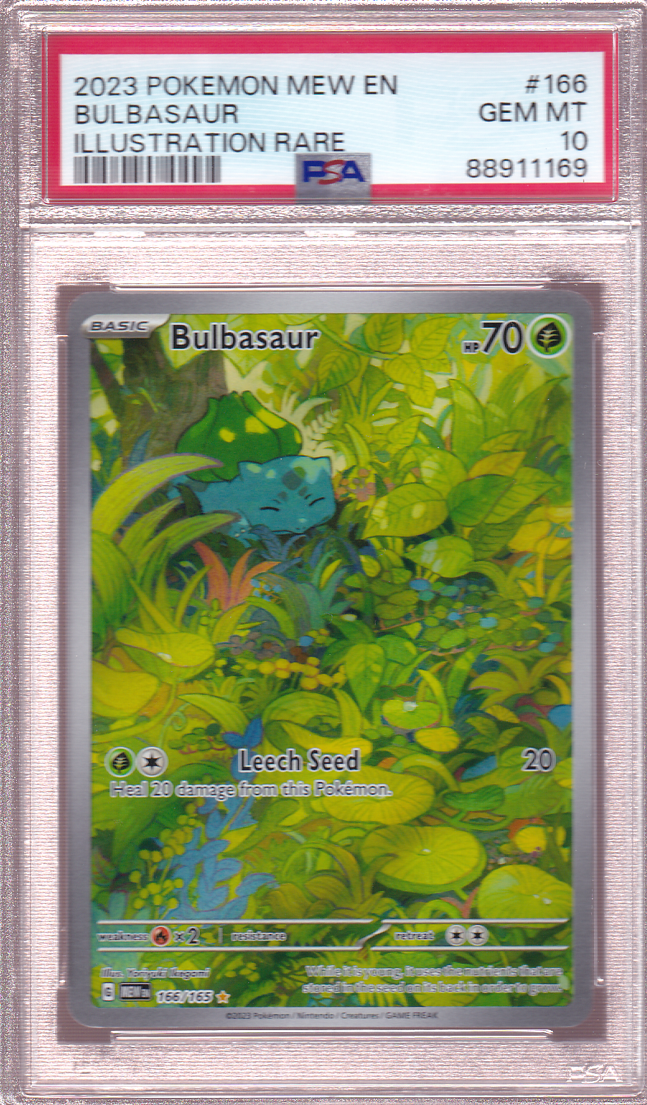 Bulbasaur Illustration Rare166/165 PSA 10 -  2023  Pokémon 151 Scarlet & Violet (Copy)