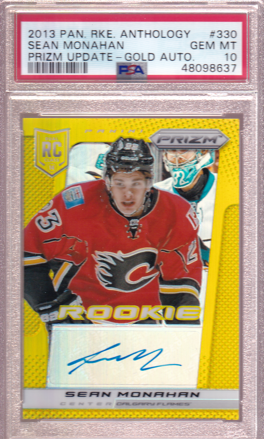 Sean Monahan Panini Prizm Update Rookie Anthology Gold Auto 04/10 PSA 10 Rookie Card RC  #330 Calgary Flames