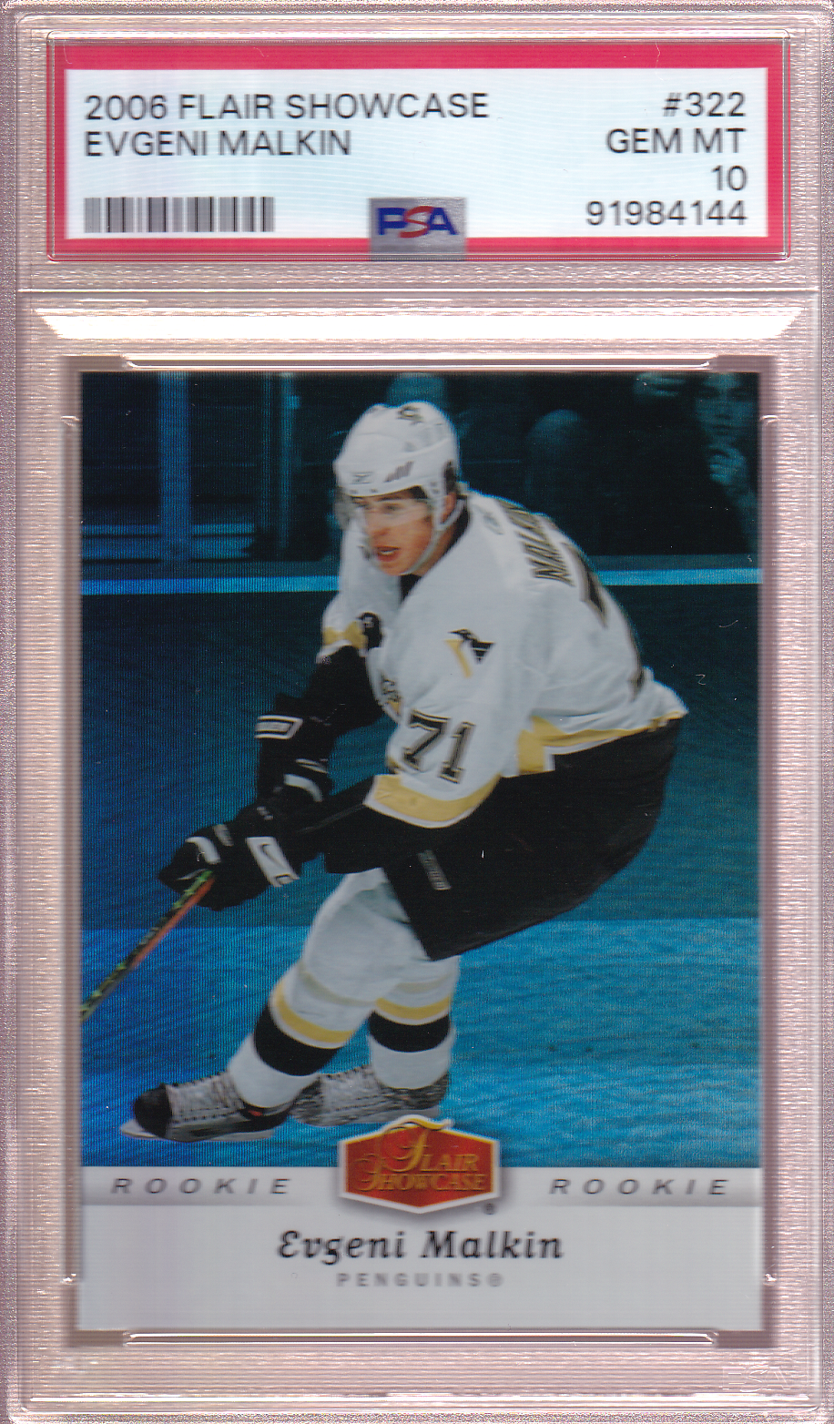 Evgeni Malkin 2006-07 Flair Showcase Rookie Card RC #322 PSA 10 Pittsburgh Penguins