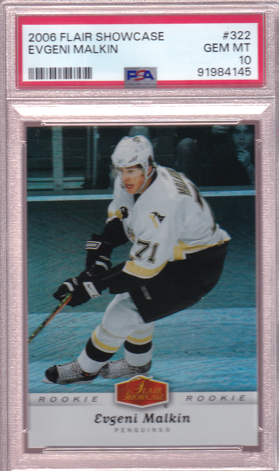 Evgeni Malkin 2006-07 Flair Showcase Rookie Card RC #322 PSA 10 Pittsburgh Penguins