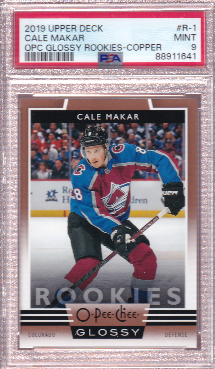 Cale Makar 2019-20 UD O-Pee-Chee Glossy Rookies PSA 8 Rookie Card RC #R-1 Colorado Avalanche