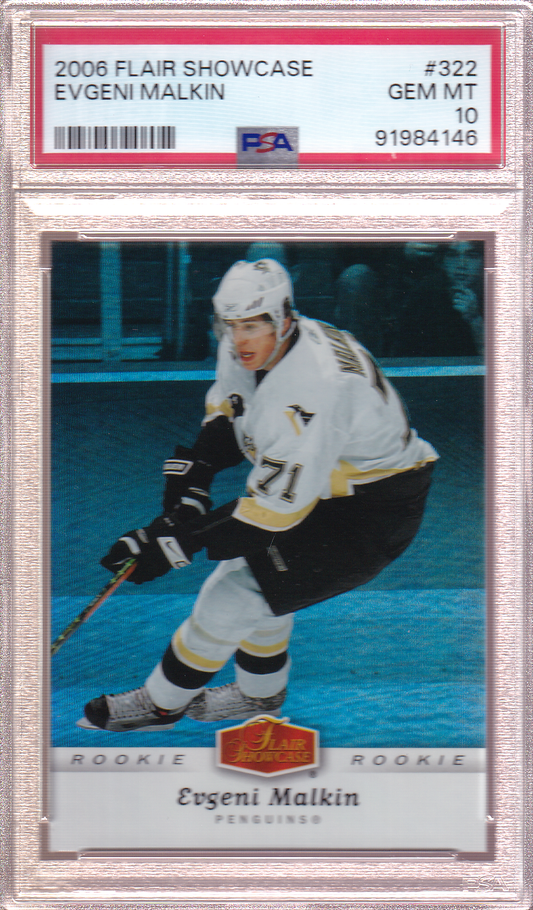 Evgeni Malkin 2006-07 Flair Showcase Rookie Card RC #322 PSA 10 Pittsburgh Penguins