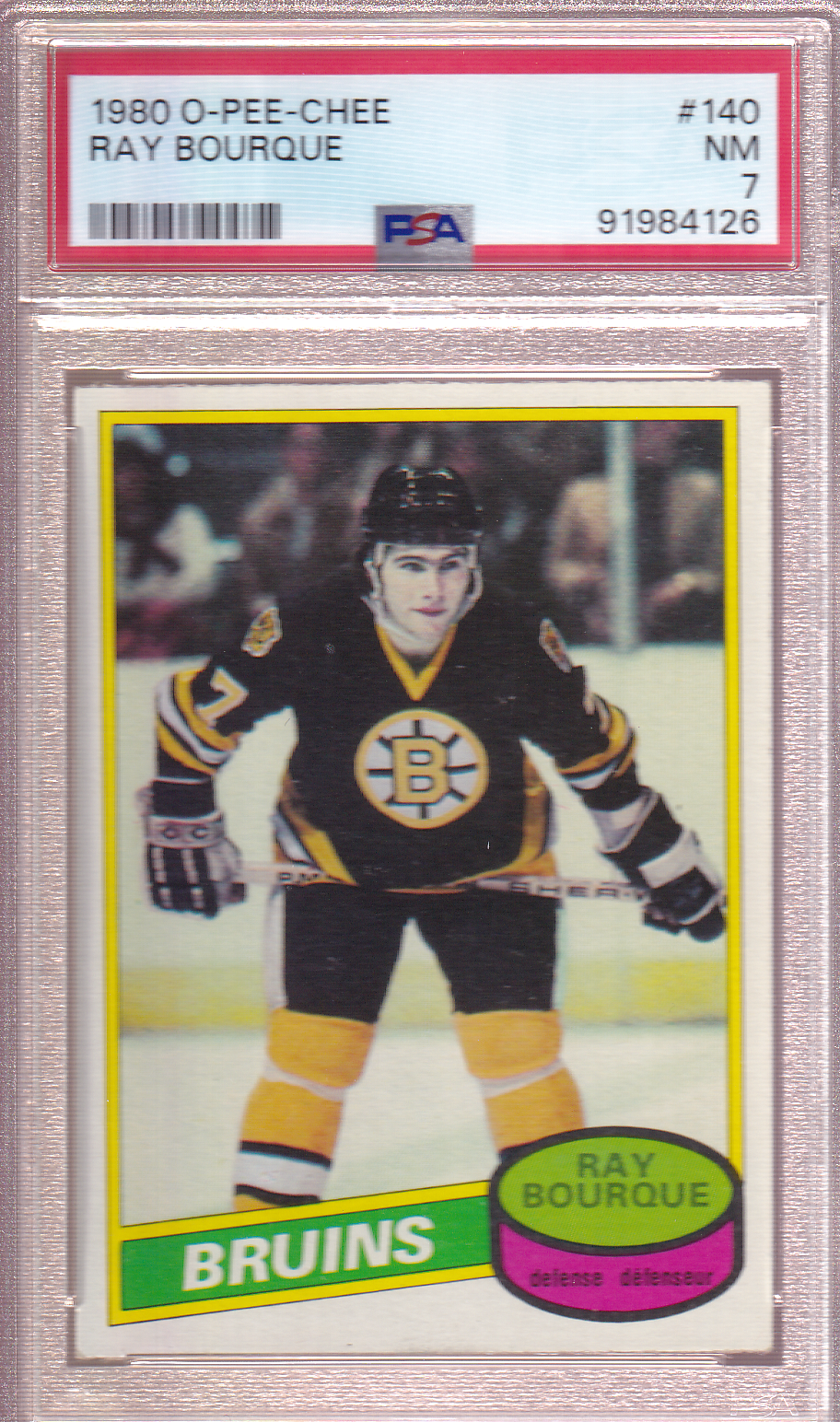 Ray Bourque 1980-81 O-Pee-Chee PSA 7 Rookie Card #140 Boston Bruins RC