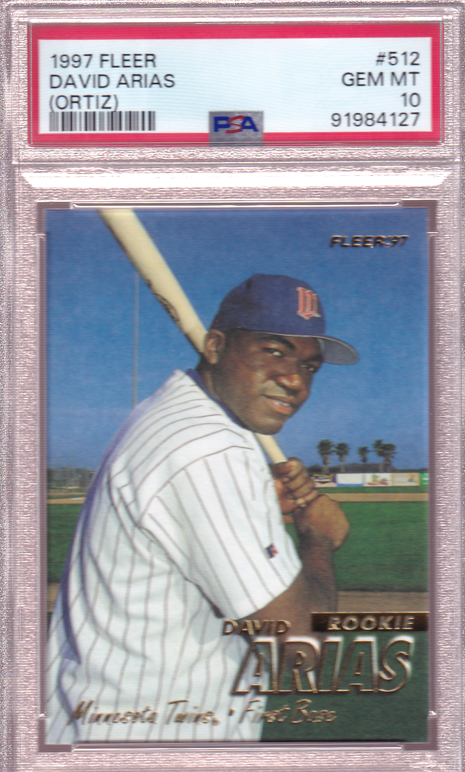 David Ortiz (Arias) 1997 Fleer PSA 10 Rookie Card RC #512 Minnesota Twins